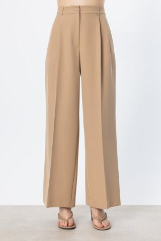 On Pile Detaylı Geniş Paça Pantolon Oranj MOCHA - 38