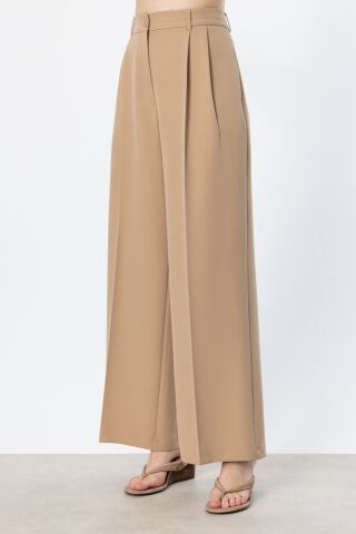 On Pile Detaylı Geniş Paça Pantolon Oranj MOCHA - 38
