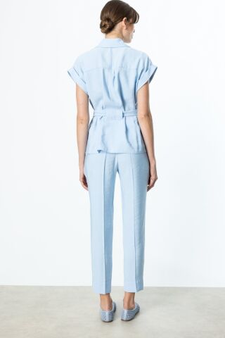 Ekol Önü Düğmeli Beli Kuşaklı  Takım