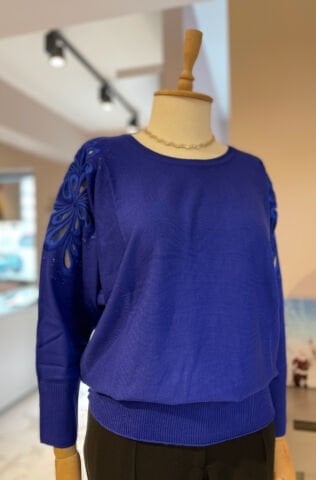 Motifli Yarasa Kol Triko