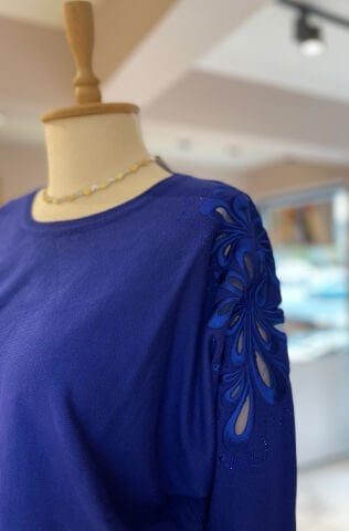 Motifli Yarasa Kol Triko