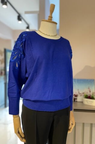 Motifli Yarasa Kol Triko