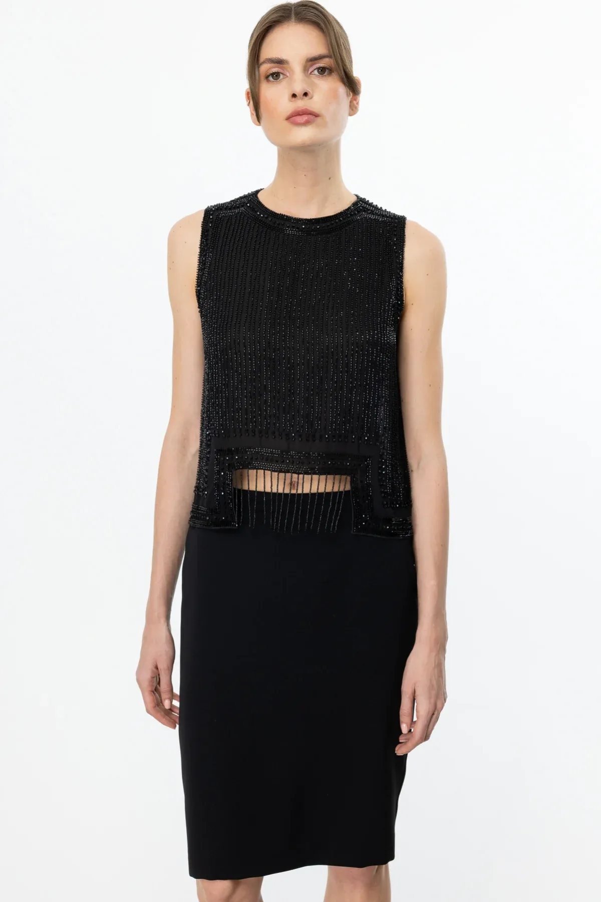 Ekol Boncuk İşlemeli Bluz Siyah