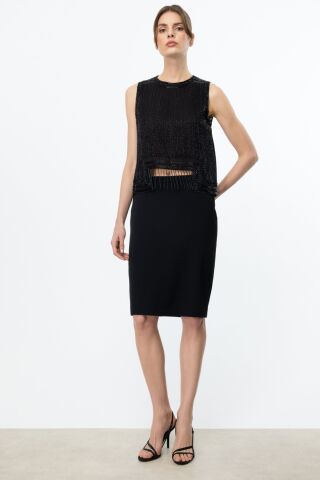 Ekol Boncuk İşlemeli Bluz Siyah