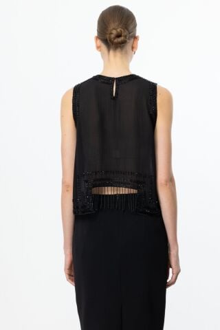 Ekol Boncuk İşlemeli Bluz Siyah