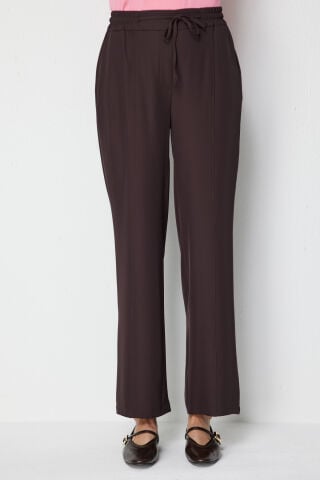 On Çimalı Bağcıklı Bol Paça Pantolon