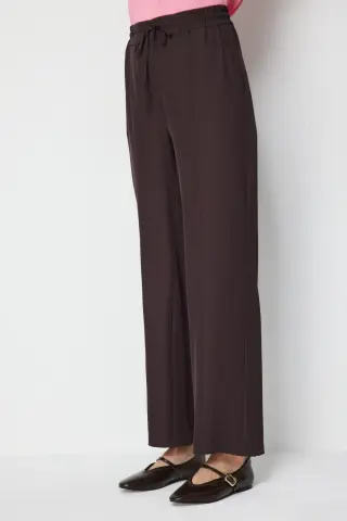 On Çimalı Bağcıklı Bol Paça Pantolon