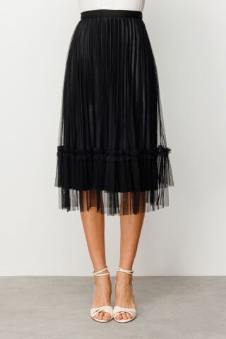 Ekol Tül Piliseli Etek Siyah