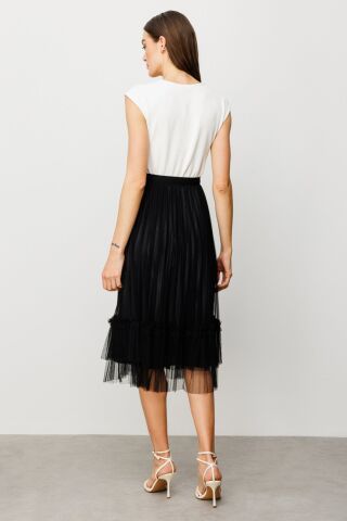 Ekol Tül Piliseli Etek Siyah