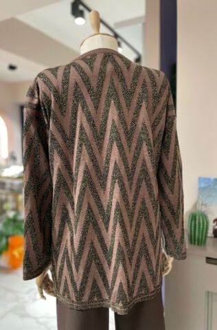 Desenli Düğme Detaylı Hırka