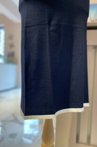 Yırtmaç Detaylı Uzun Kollu Triko Elbise Lacivert