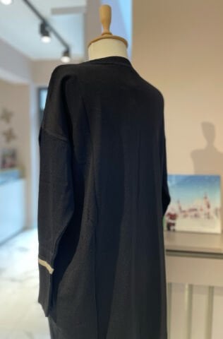 Bisiklet Yaka Uzun Kollu Triko Elbise Siyah