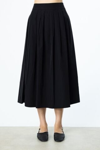 On Pileli Paraşüt Kumaş Midi Boy Etek