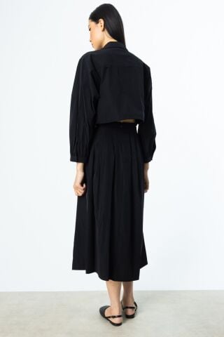 On Pileli Paraşüt Kumaş Midi Boy Etek