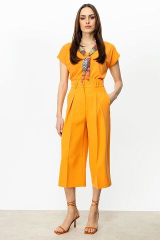 On Tek Pile Bol Paça Pantolon ORANJ - S