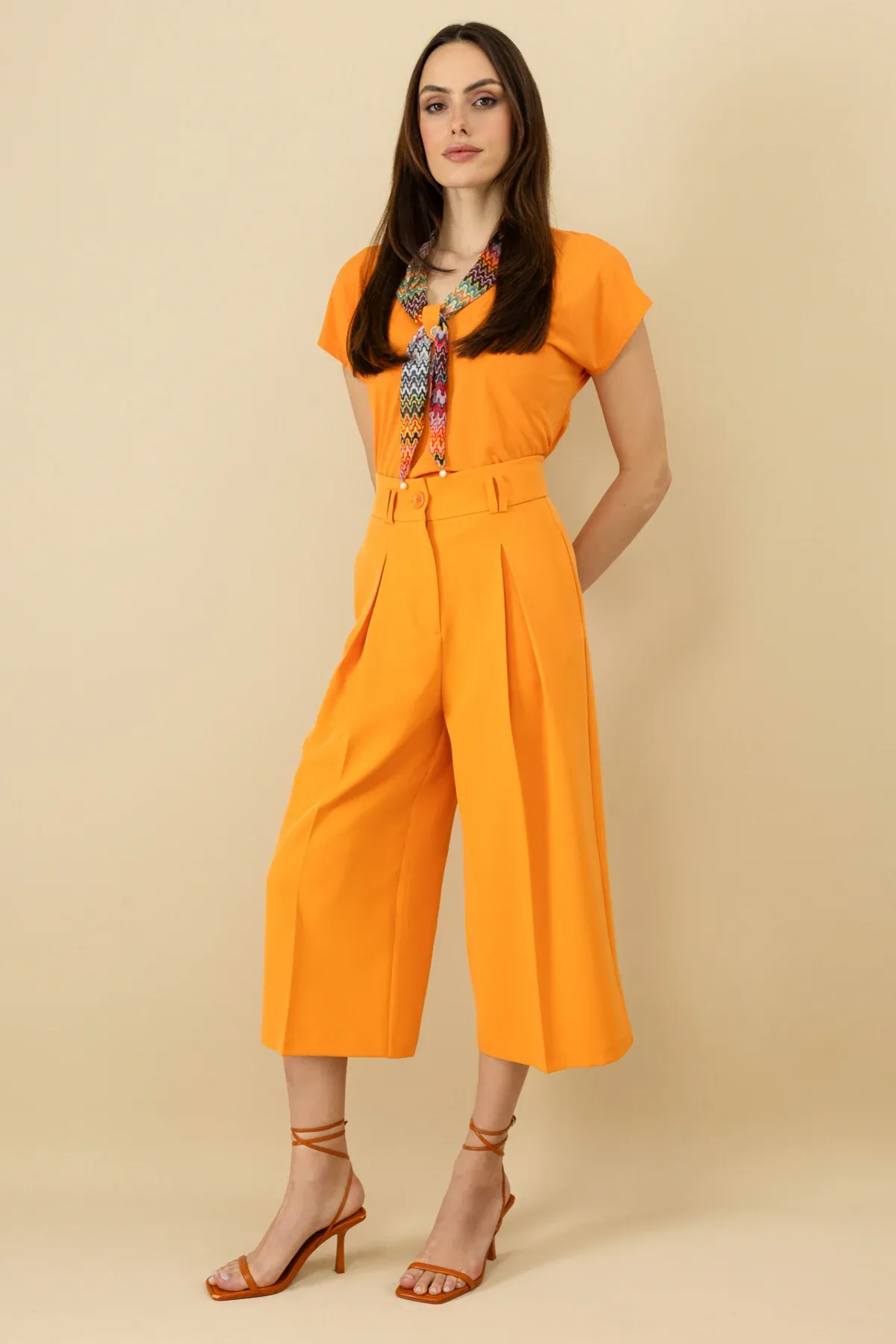 On Tek Pile Bol Paça Pantolon ORANJ - L