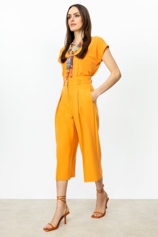 On Tek Pile Bol Paça Pantolon ORANJ - L