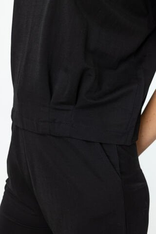 On Beli Lastikli Bol Paça Pantolon ve Beli Pileli Bluz Takım