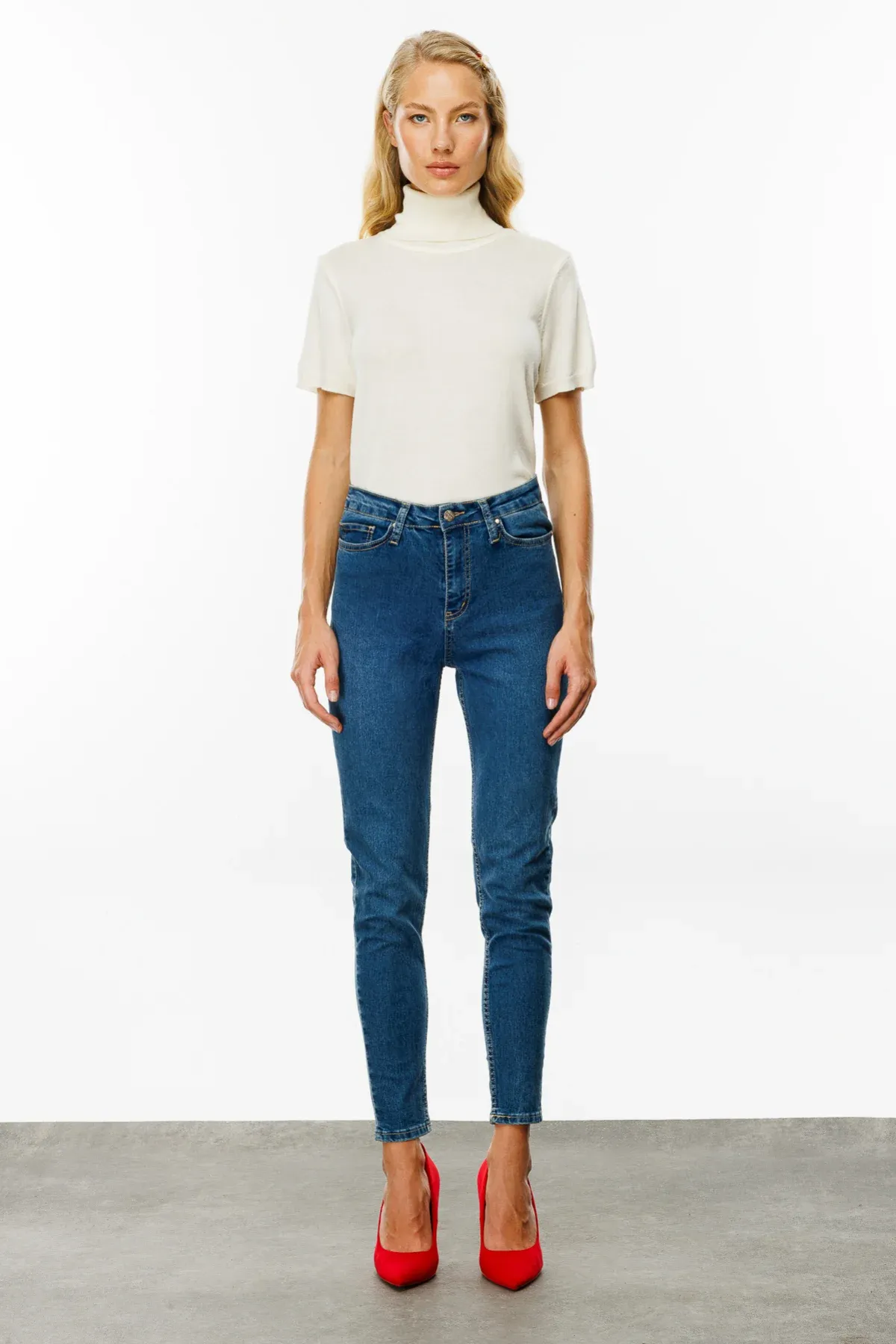 Ekol Beş Cep Dar Paça Kot Pantolon Mavi