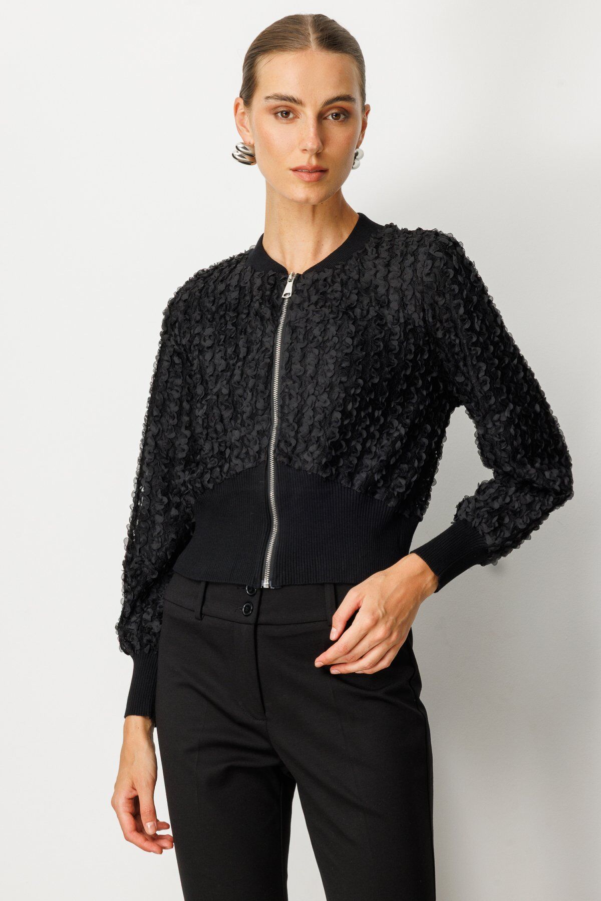 On Kabartmalı Bomber Mont Siyah