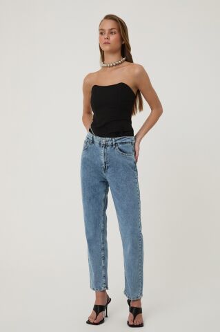 Quzu Mom Jean Açık Mavi