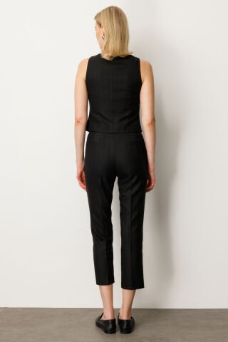 Ekol Düz Kesim Çizgili Pantolon Siyah