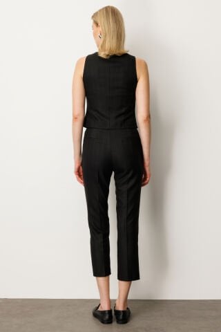 Ekol Düz Kesim Çizgili Pantolon Siyah