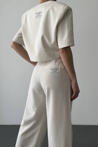 Quzu Tek Düğmeli Kısa Kol Keten Ceket Naturel