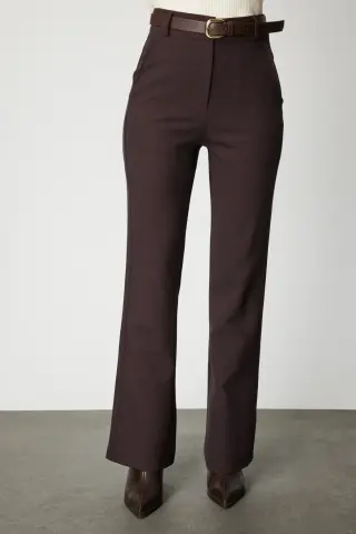 On Beli Kemerli İspanyol Paça Pantolon