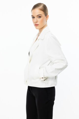 Ekol Kruvaze Kısa Kot Ceket Ekru