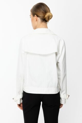 Ekol Kruvaze Kısa Kot Ceket Ekru