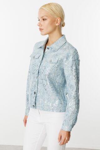 Ekol Pul İşlemeli Kot Ceket Blue