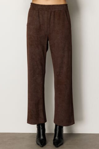 On Kahve Batik Desenli Önü Düğmeli Ceket & Beli Lastikli Pantolon Takım