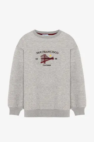 CALIFORNIA NAKIŞLI OVERSIZE SWEATSHIRT GRİMELANJ
