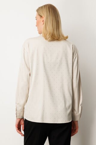 Ekol Taşlı Saten Gömlek İnci