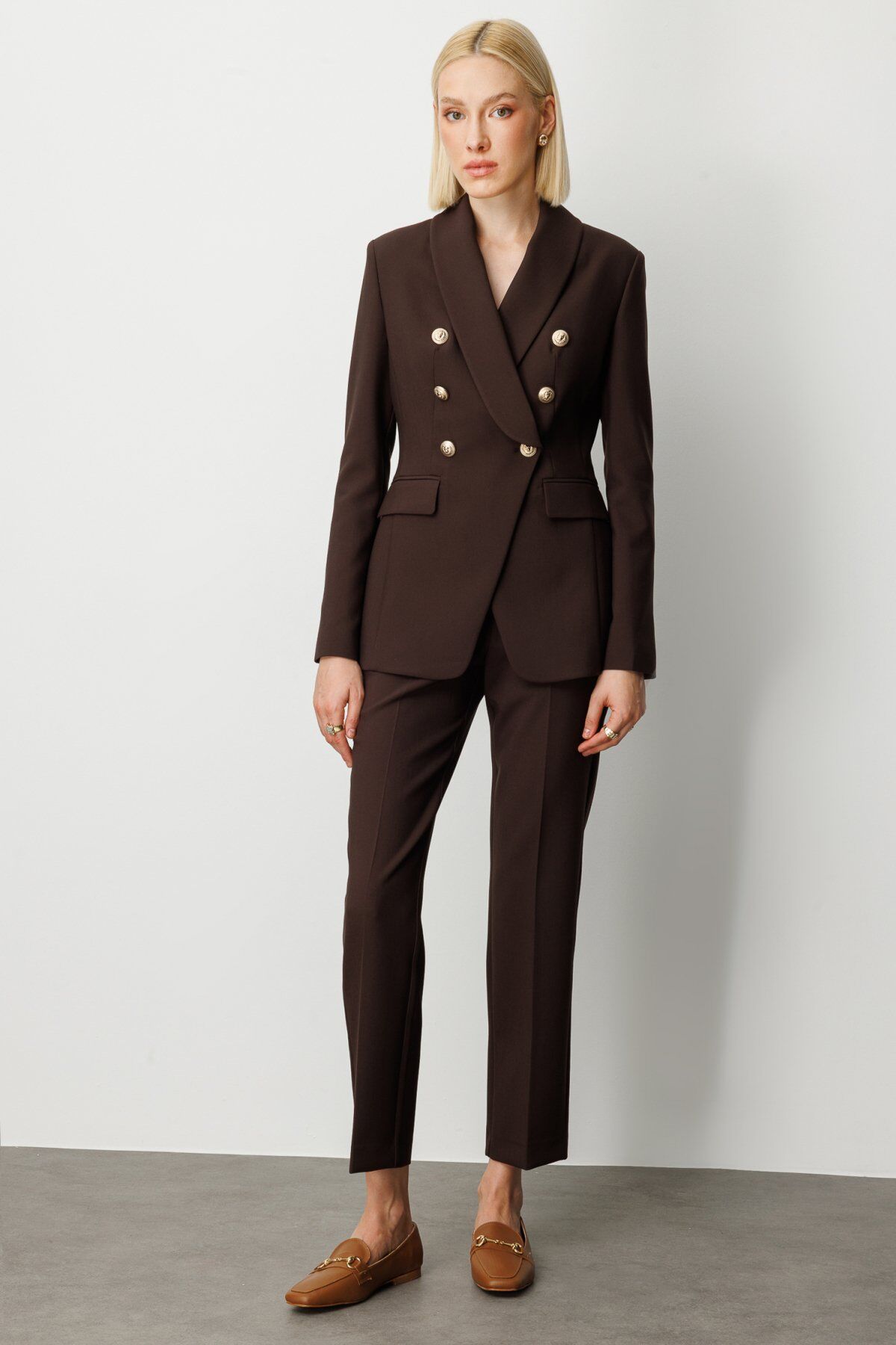 Ekol Kruvaze Yaka Kapak Cepli Ceket                     Kahve