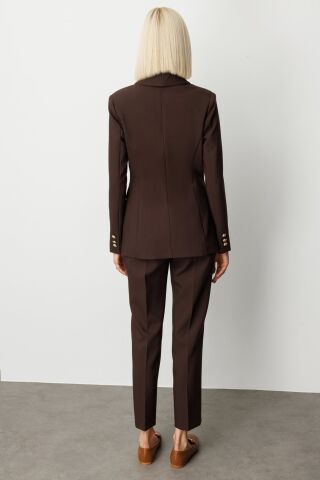 Ekol Kruvaze Yaka Kapak Cepli Ceket                     Kahve