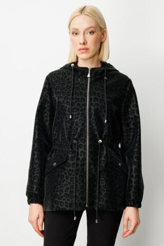 Ekol Kapüşonlu Kapak Cepli Mont Siyah