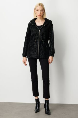 Ekol Kapüşonlu Kapak Cepli Mont Siyah