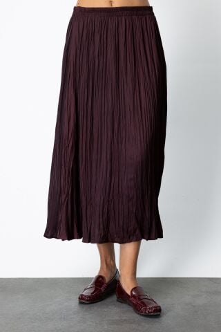 On Kırışık Görünümlü Midi Etek