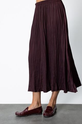 On Kırışık Görünümlü Midi Etek