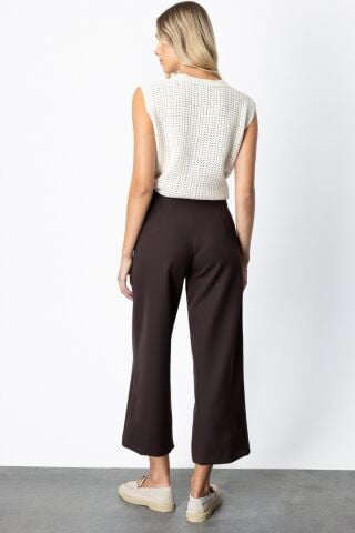 On Dikiş Detaylı Palazzo Pantolon Kahve