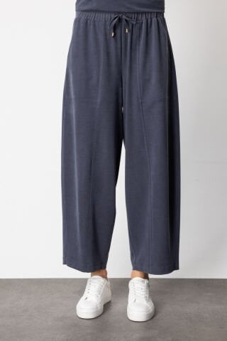 On Yan Cepli Bol Paça Eşofman Altı Lacivert