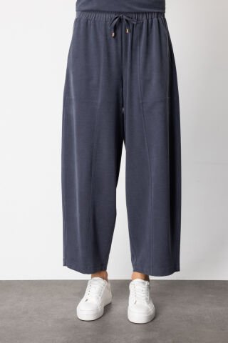 On Yan Cepli Bol Paça Eşofman Altı Lacivert