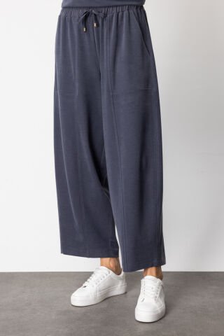 On Yan Cepli Bol Paça Eşofman Altı Lacivert