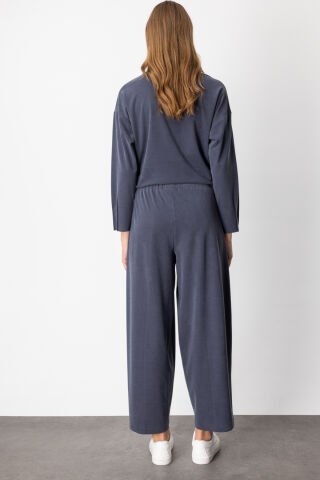 On Yan Cepli Bol Paça Eşofman Altı Lacivert