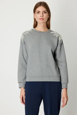 On Omuzları İncili Sweat