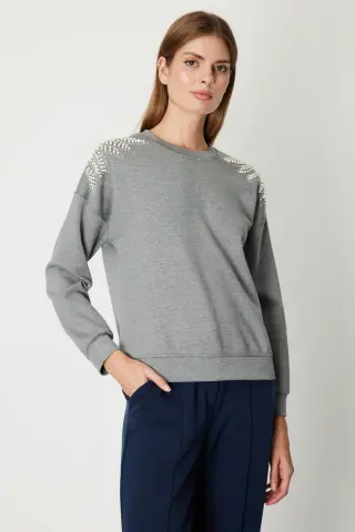 On Omuzları İncili Sweat