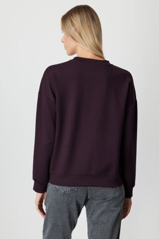 On Omuzları İncili Sweat BORDO - M