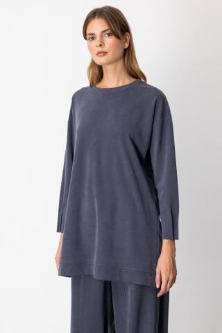 On Sıfır Yaka Tunik Lacivert